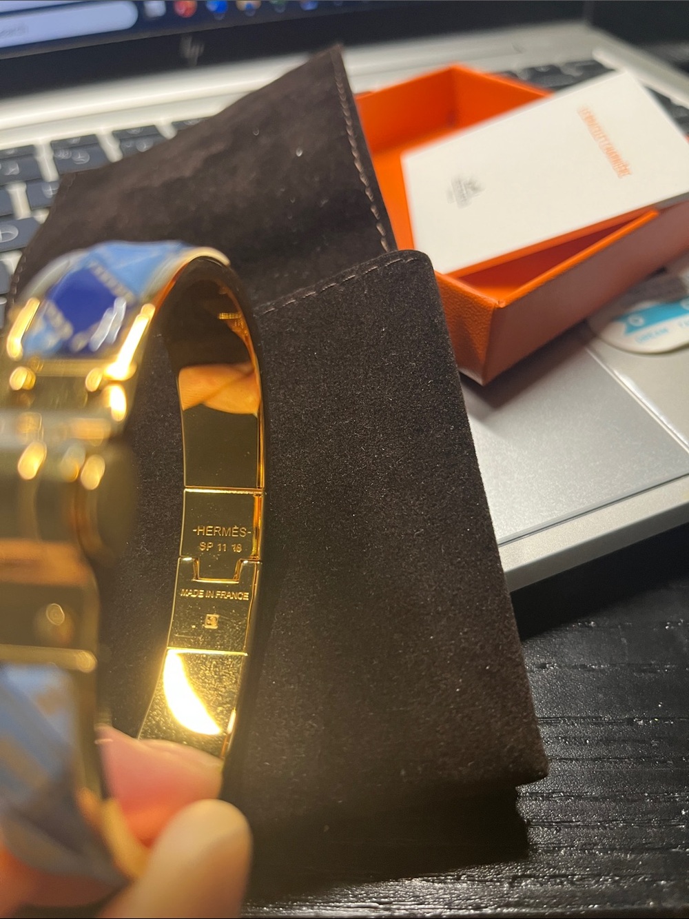 Hermes Blue Enamel and Gold Bracelet - Picture 10 of 15